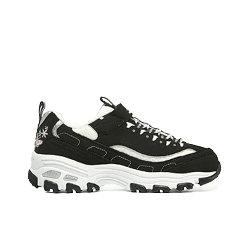 Skechers Girls Anti Slip Wear Resistant Kids Lifestyle Shoes Black White Teenagers-1