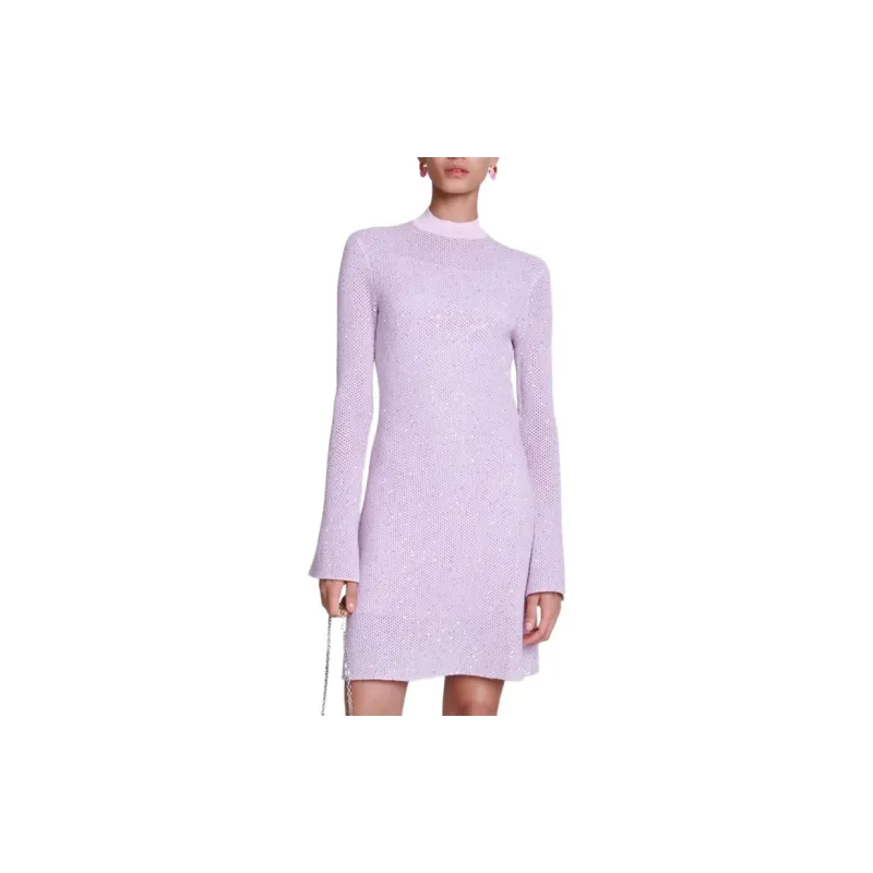 Maje Sequined Open-knit Minidress-1