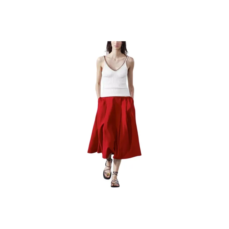 ZARA Casual Long Skirts Women's Red-2