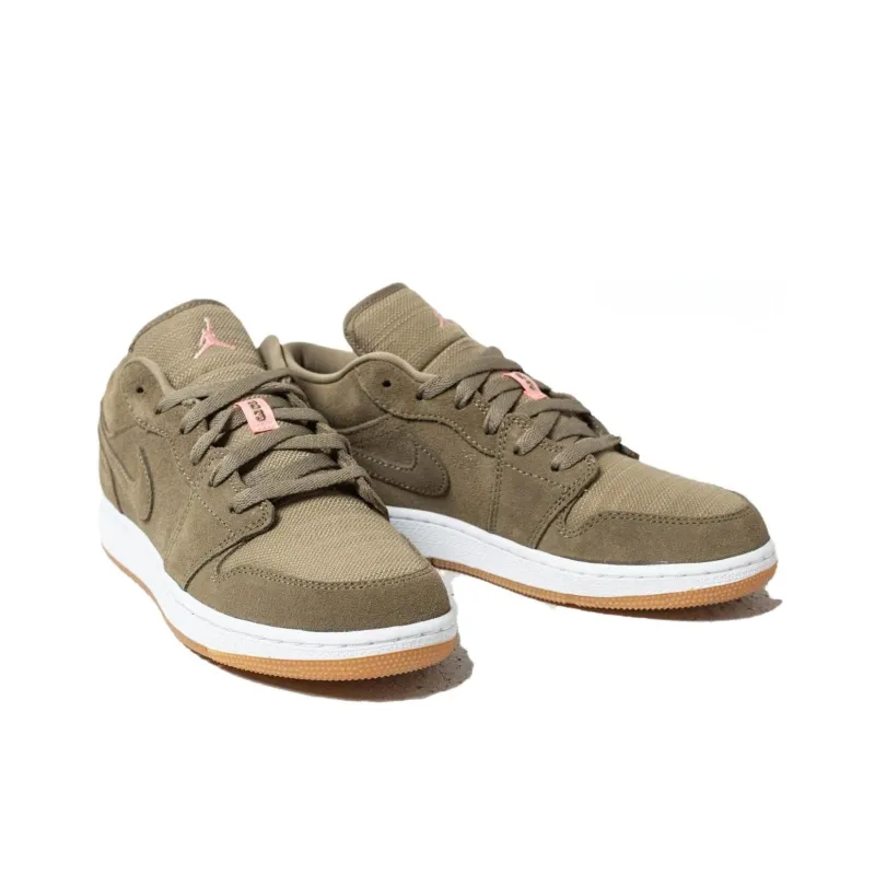 Jordan Air Jordan 1 Low Anti Slip Wear Resistant Low Top Vintage Basketball Shoes Women's Gray Green-2