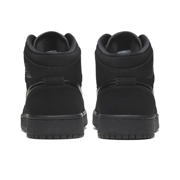 Jordan Air Jordan 1 Mid Slip Resistant Shock Absorbers Mid Top Children's Basketball Shoes Black Warrior Teenagers-3