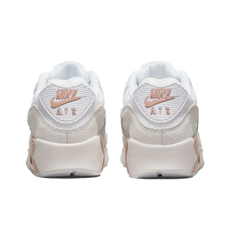Nike Air Max 90 Anti-Slip And Wear-Resistant Lightweight Cushioning Low-Top Kids' Running Shoes White Pink Teenagers-4