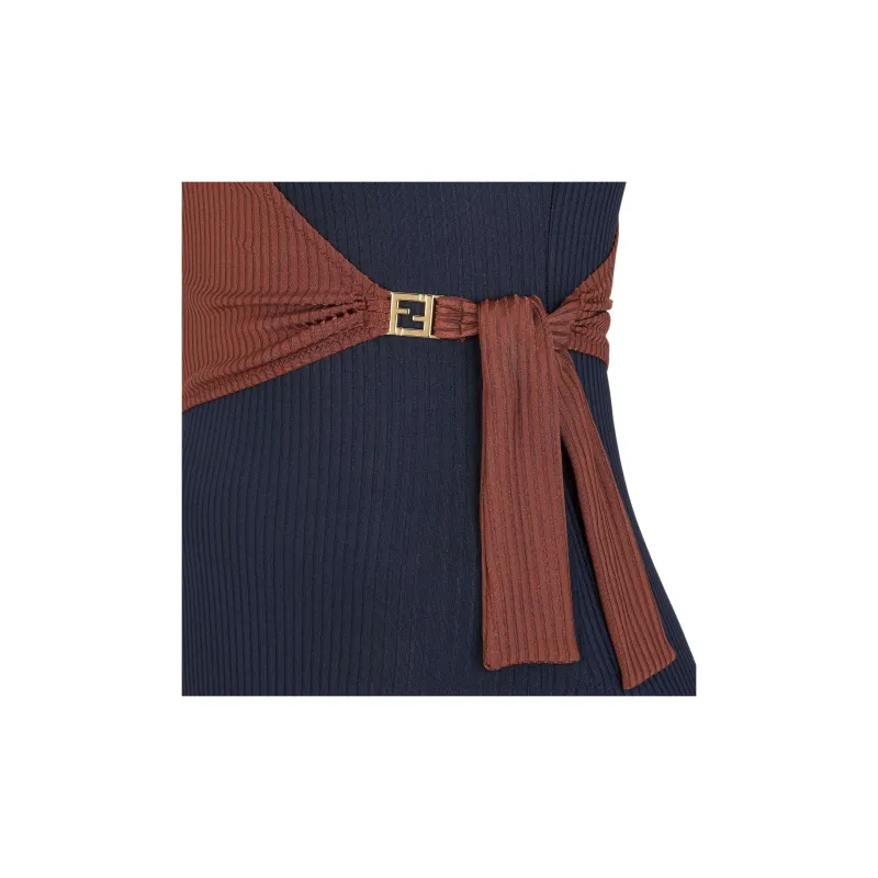 FENDI One Shoulder Ribbed Swimsuit-3
