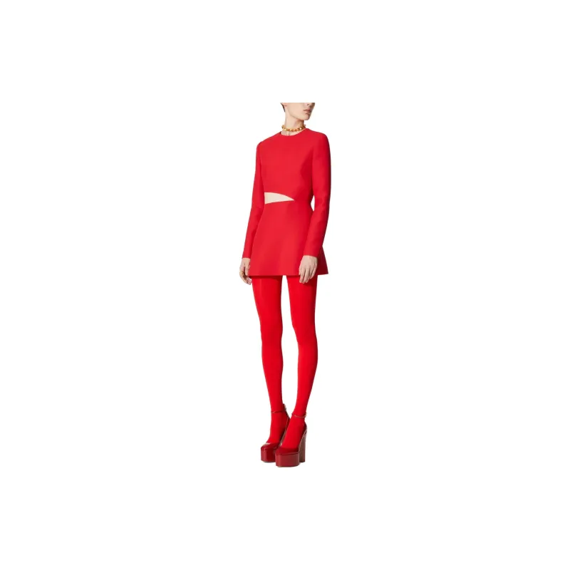Valentino SS23 Long Sleeved Dress Women's Red-3
