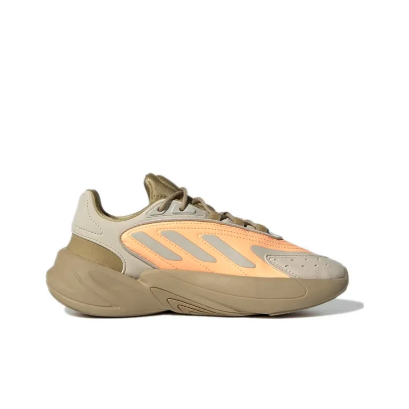 Adidas Originals Ozelia J Slip Resistant, Abrasion Resistant, Breathable Low Top Running Shoes Brown Orange Teenagers-1