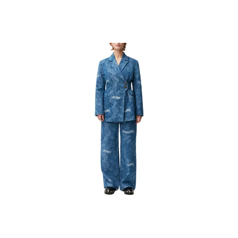 GANNI Denim Jackets Women's Blue-2