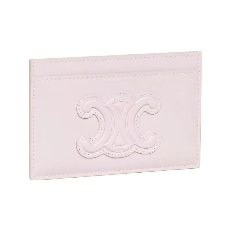 CELINE Triomphe Shiny Calfskin Card Holder Women's Light Pink-1