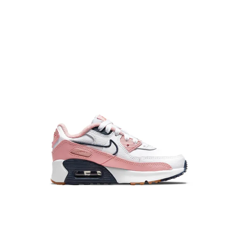 Nike Air Max 90 SE Slip Resistant Shock Absorbers Kids Lifestyle Shoes White Blue Pink Children Aged 3 7 Years Old-1