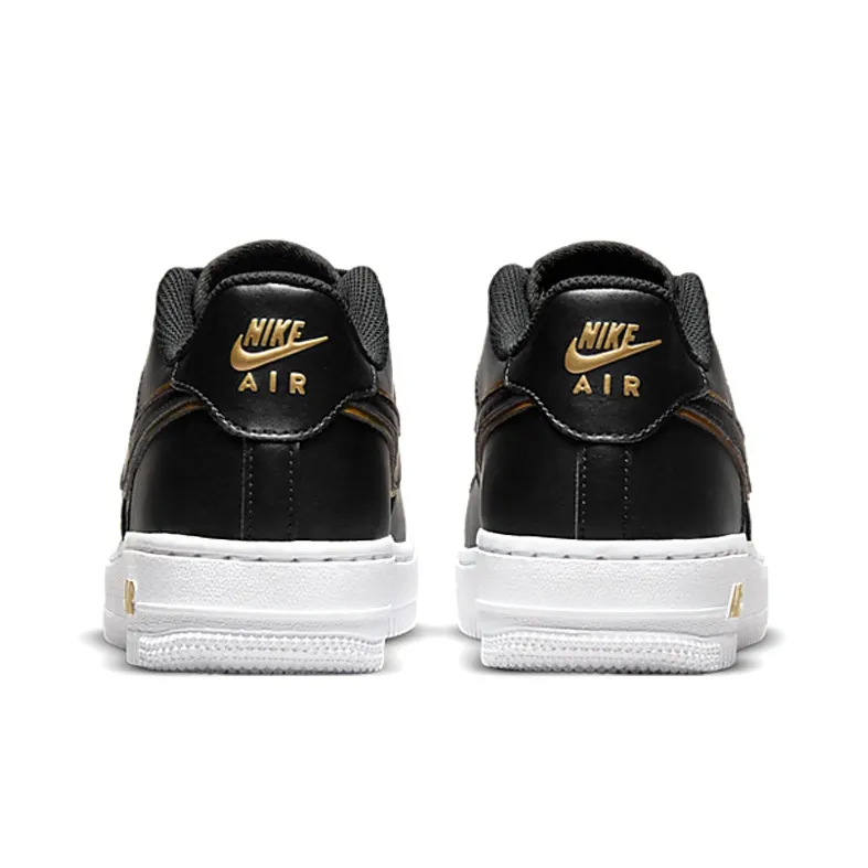 Nike Air Force 1 Slip-Resistant Cushioning Wear-Resistant Low-Top Kids' Skateboarding Shoes Black Gold Teenagers-4