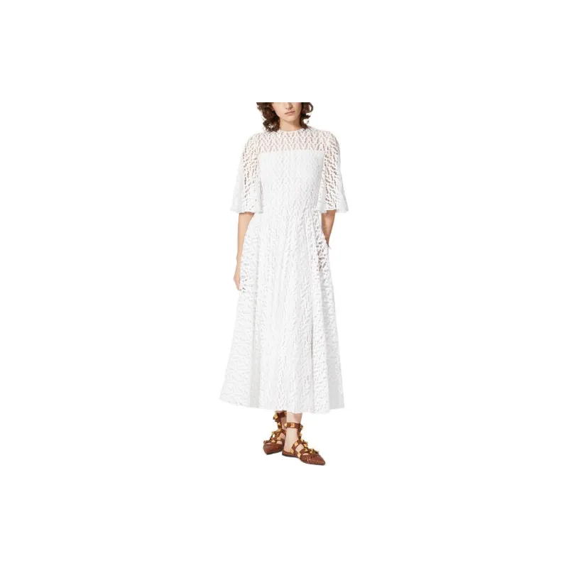 Valentino Short Sleeved Dresses Women's White-1