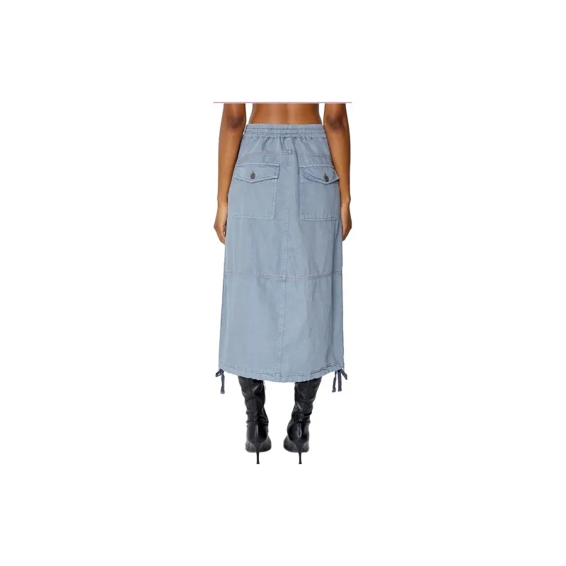 DIESEL Denim Long Skirts Women's Blue-1