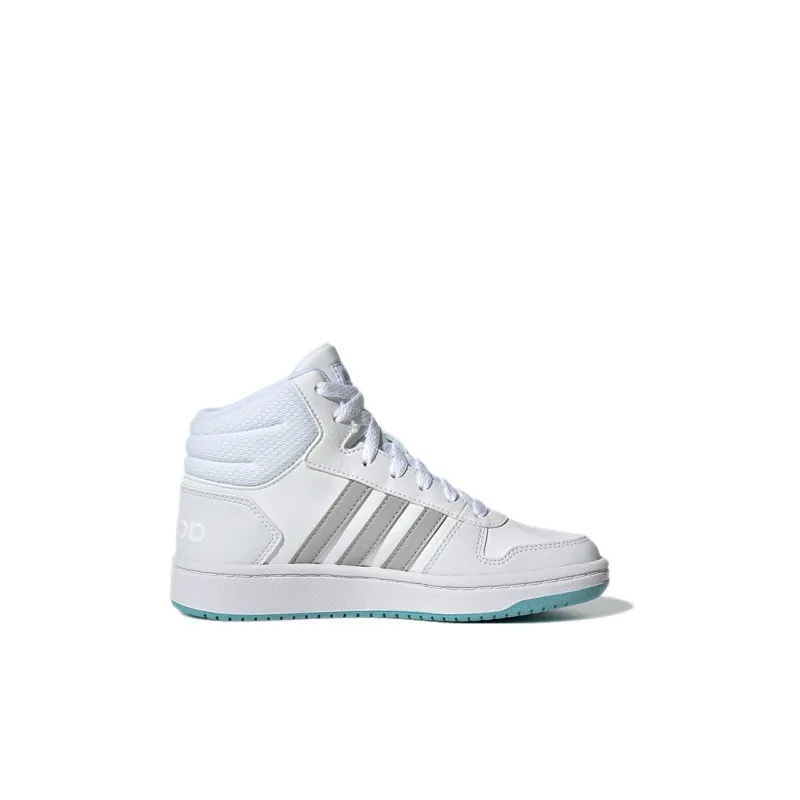 Adidas Neo Hoops 2.0 K Abrasion Resistant Mid Top Skateboard Shoes White Kids'-1