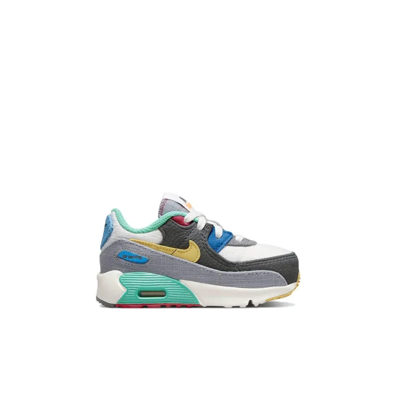 Nike Air Max 90 Slip Resistant Cushioning Abrasion Resistant Low Top Toddler Shoes Gray Yellow Infant And Toddler-1