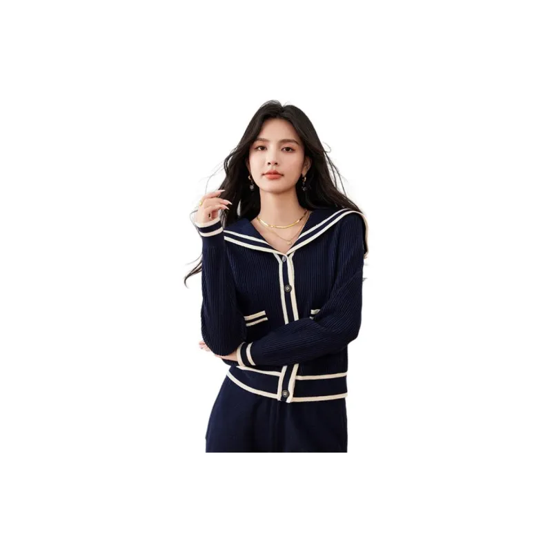 La Chapelle Knitwear Women's Navy Blue-2