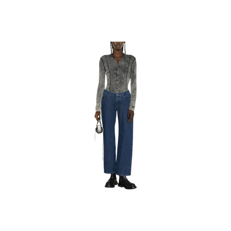 OFF WHITE Button Detailed Straight Leg Jeans-1