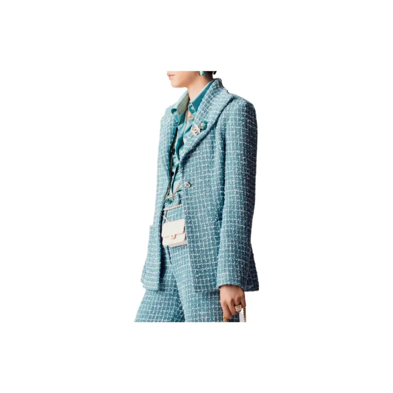 CHANEL SS23 Business Suit Coat Women's Blue-4