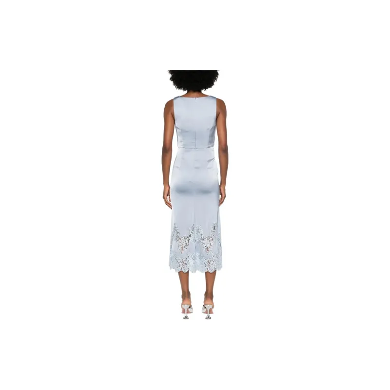 Self portrait Lace Insert Satin Midi Dress-1