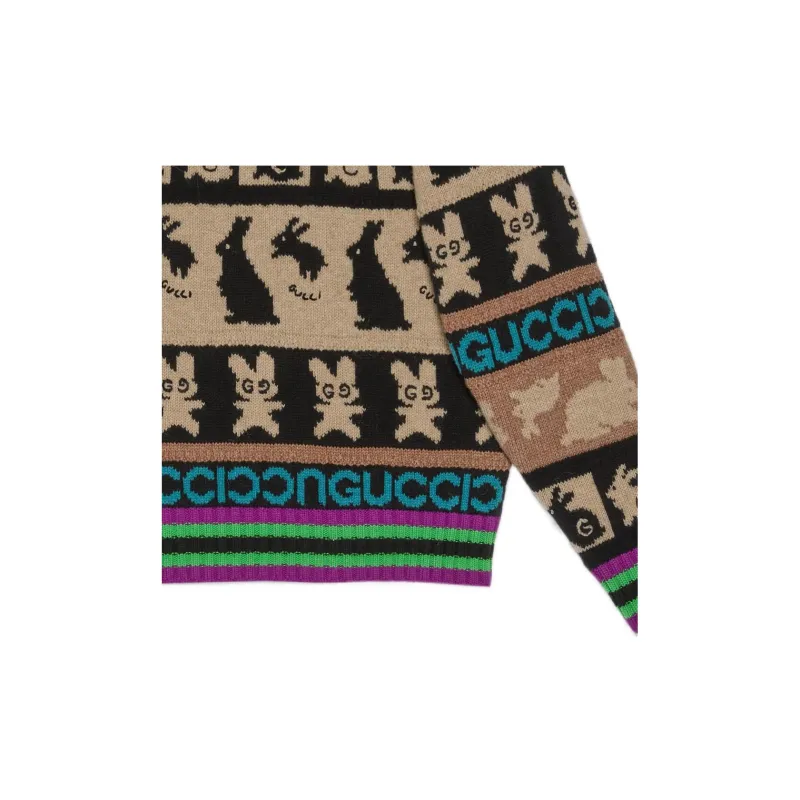 GUCCI Wool Patterned Jacquard Jumper-5