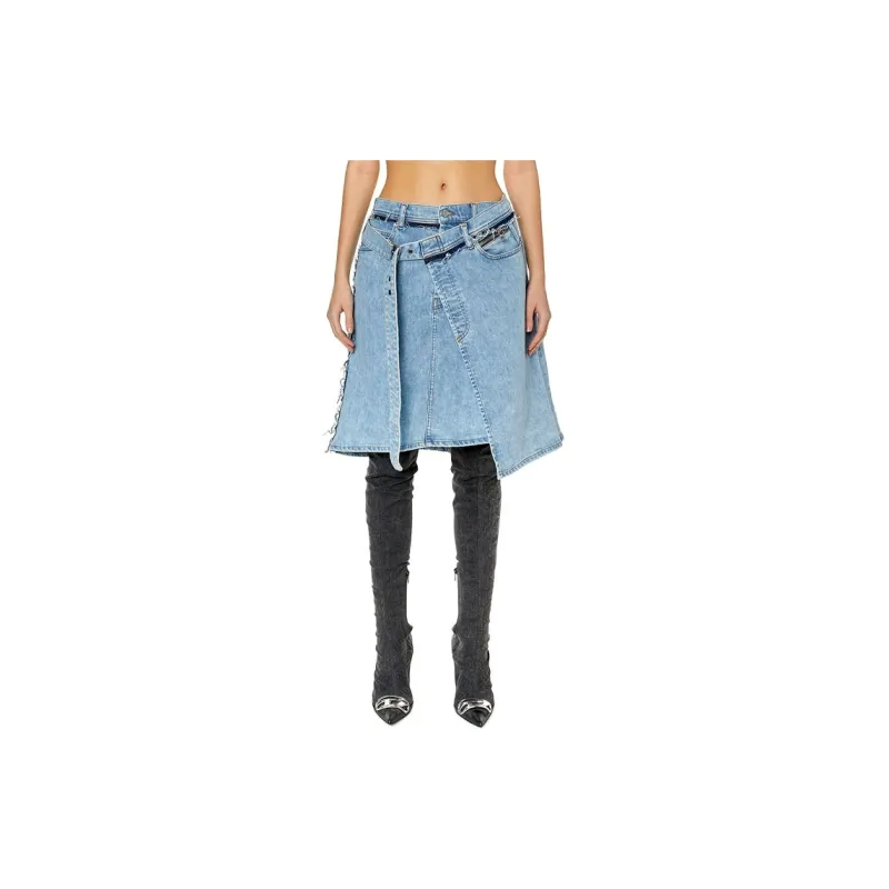 DIESEL De-Pendence-Mid Asymmetric Denim Skirt-1