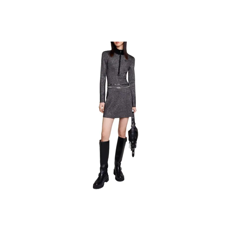 Maje Long Sleeved Dress Women's Black-1