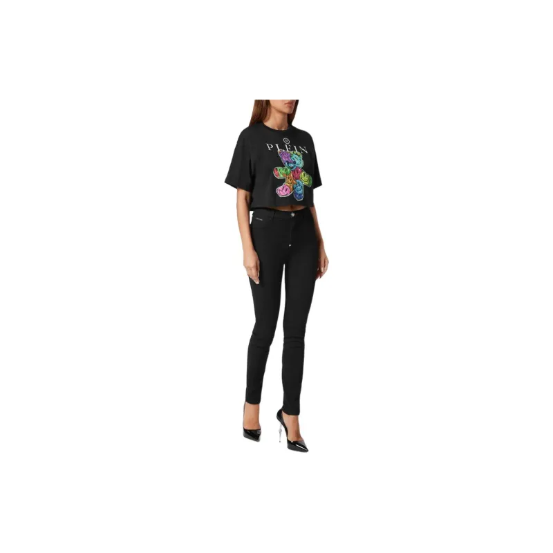 PHILIPP PLEIN Smile Cropped Round Neck T shirt-3