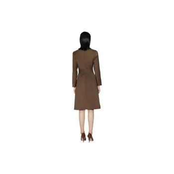 BBLLUUEE Long Sleeved Dress Women's Tea Umber Brown