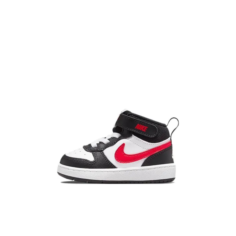 Nike Mid 2 Anti Slip Wear Resistant High Top Skateboard Shoes Black White Red Infant And Toddler-0