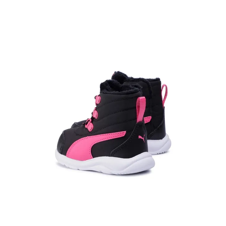 PUMA Fun Racer Boot Ac Inf Anti Slip And Wear Resistant Warm High Top Toddler Shoes Black Pink Infant And Toddler-3