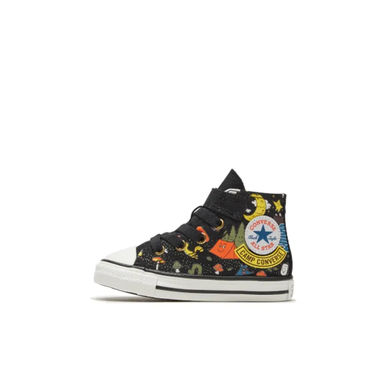 Converse Chuck Taylor All Star 1V Cartoon Print Anti-Slip Wear-Resistant High-Top Canvas Shoes Black Infant And Toddler-0