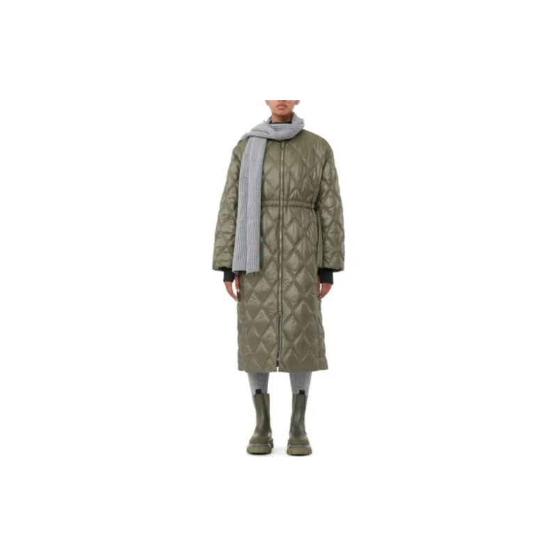 GANNI Shiny Quilt Long Coat 'Kalamata'-2