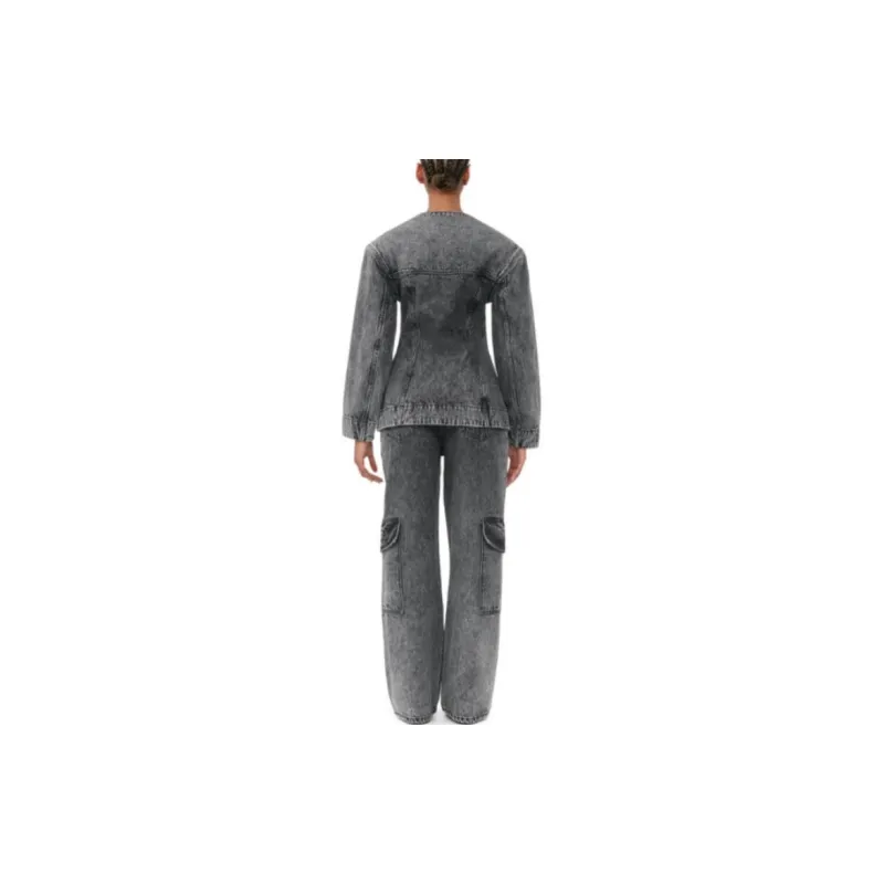 GANNI Denim Jackets Women's Black-4