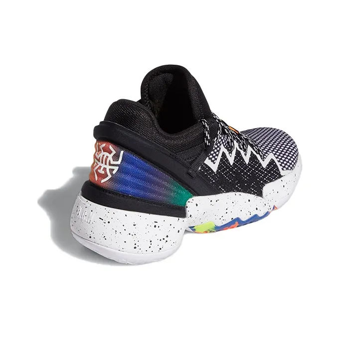 Adidas D.O.N. Issue #2 Breathable Low Top Children's Basketball Shoes Black Orange Green Teenagers-3