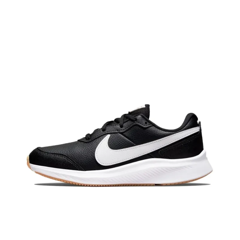 Nike Varsity Leather Low Top Kids Lifestyle Shoes Black White Teenagers-0