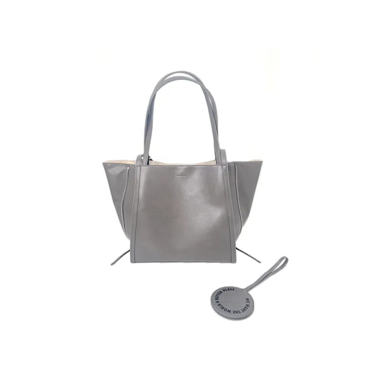MUYSO Recycled Leather Tote Bag Shopping Bag Portable Backpack Women's Gray-2