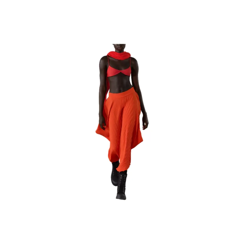 ZARA Casual Long Skirts Women's Red Orange-2