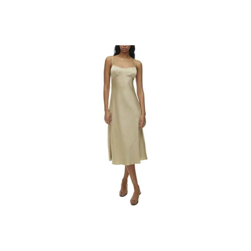 ARITZIA Wilfred Toulouse Satin Dress Slip Dresses Women's Humus Beige/Compost Beige Yellow-2