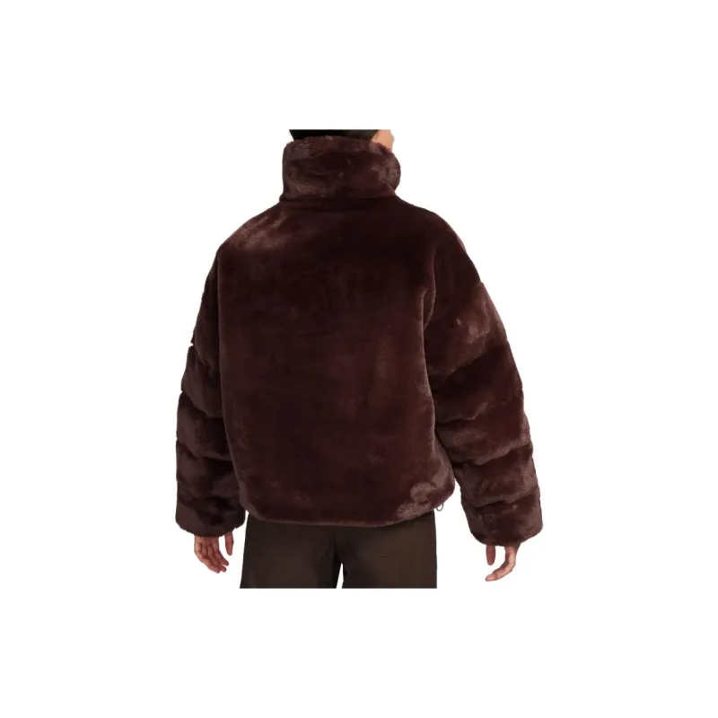 Nike Sportswear Essentials Oversized Faux Fur Puffer Jacket Light Orewood Brown-2