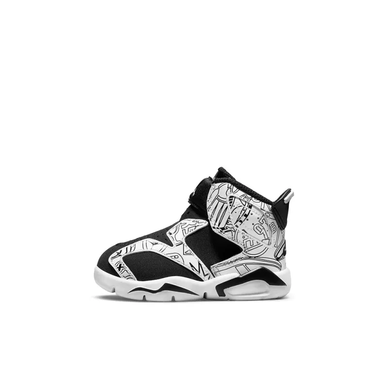 Jordan Air Jordan 6 Retro Little Flex SE High Top Toddler Shoes Black White Graffiti Infant And Toddler-0
