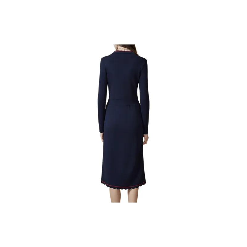 DKNY Long Sleeved Dress Women's Navy Blue-2