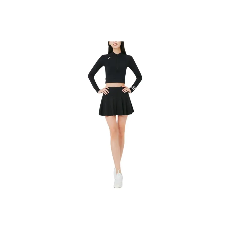 BARREL Resort Half Zip Crop Rashguard-BLACK Sweatshirt Women's Black-3