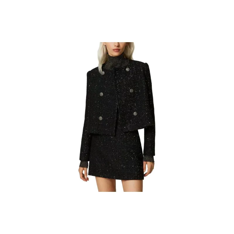 Twinset Double breasted Paillette Cropped Jacket-2