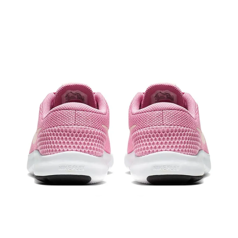 Nike Flex Experience RN 7 Cushioning Abrasion Resistant Breathable Low Top Kids' Running Shoes Pink White Teenagers-4