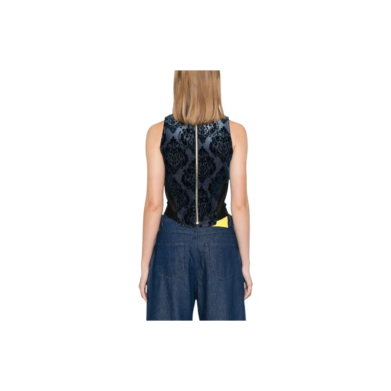 VERSACE JEANS COUTURE Flocked detail Denim Top-2