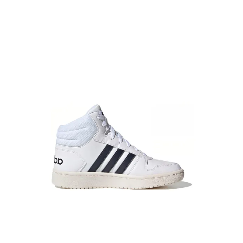 Adidas Neo Hoops 2.0 K Wear Resistant Mid Top Kids' Skateboarding Shoes White Black Kids'-1