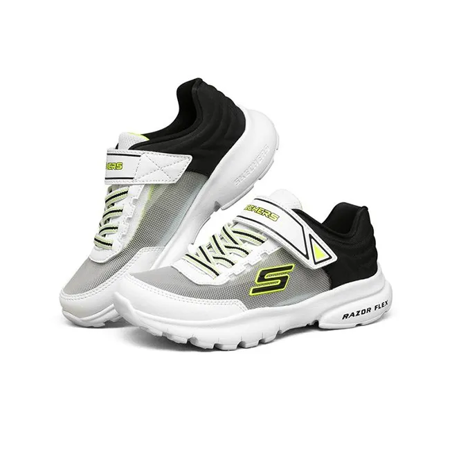 Skechers Razor Fle Kids Lifestyle Shoes White Black Teenagers-2