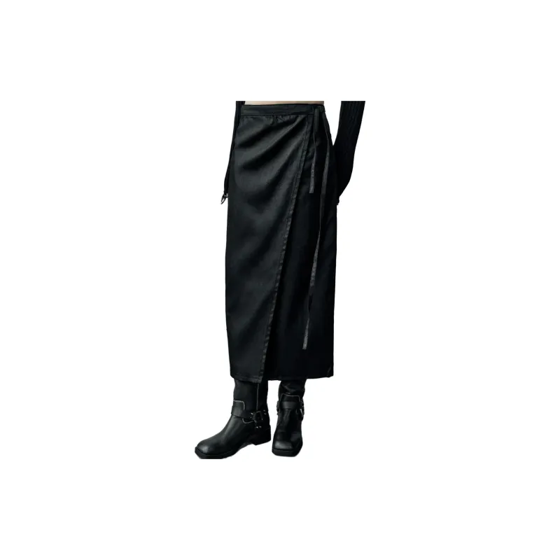 ZARA Denim Long Skirts Women's Black-2