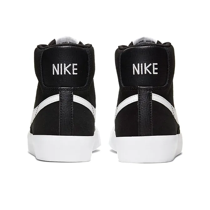 Nike Blazer '77 Suede Anti Slip Wear Resistant Mid Top Kids' Skateboarding Shoes Black White Teenagers-4