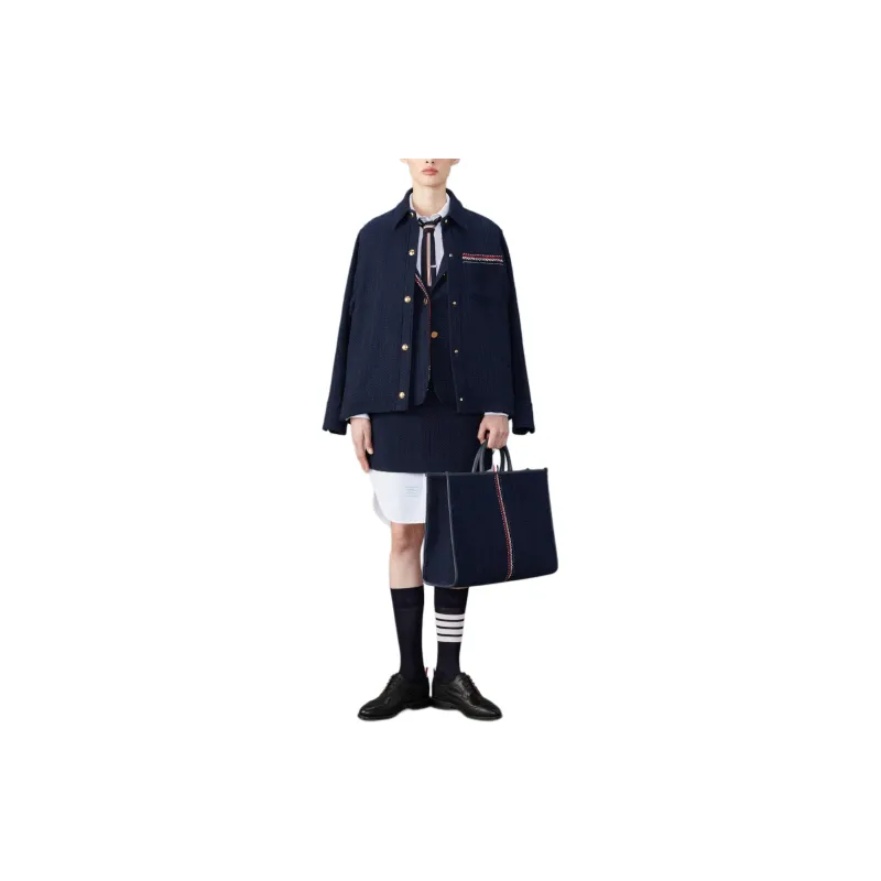 THOM BROWNE 4 Bar Tab Striaght Hem Tweed Skirt-1