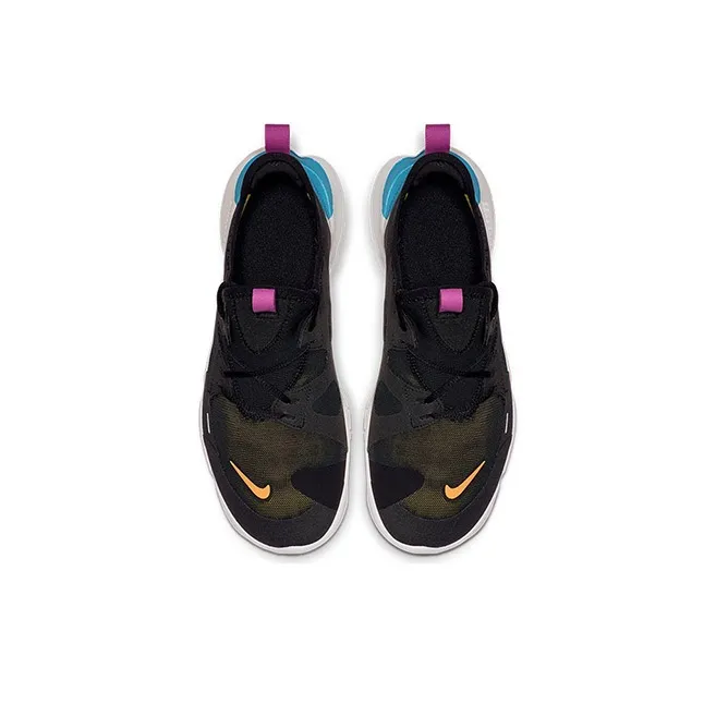 Nike Free RN 5.0 Abrasion Resistant Low Top Kids' Running Shoes Black White Unisex-3