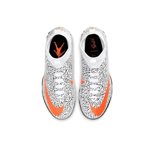 Nike Jr. Mercurial Superfly 7 Academy CR7 Safari TF Turf 'Black White Orange'-3